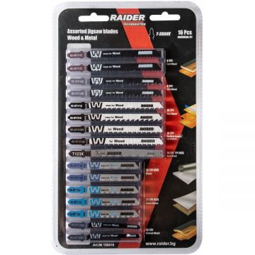 Raider  155416 - Set panze fierastrau pendular tija cu un prag de prindere (T) 76-100 mm multimaterial taiere mixta 16 bucati