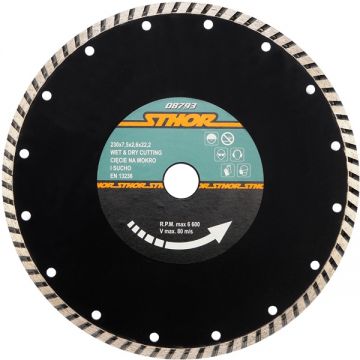 Sthor 08793 - Disc diamantat de taiere continuu 230x22.2x2.6 mm taiere umeda si uscata