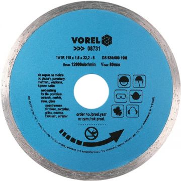 Vorel  08731 - Disc diamantat de taiere continuu 115x22.2x1.6 mm taiere umeda