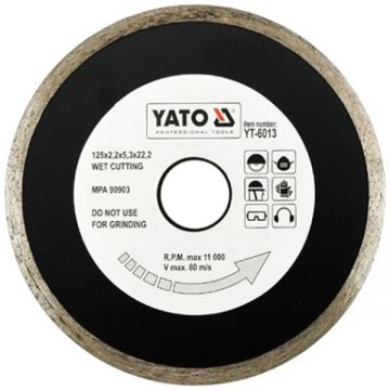 Yato YT-6013 - Disc diamantat de taiere continuu 125x22.2x2.2 mm taiere umeda