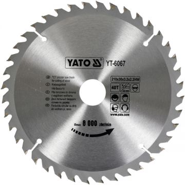 Yato  YT-6067 - Panza fierastrau circular lemn 210x30x3.2 mm 40 dinti