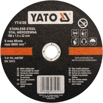 Yato YT-6105 - Disc taiere inox 180x22x1.5 mm 1 buc