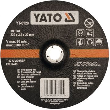 Yato  YT-6120 - Disc taiere metal 230x22x3.2 mm 1 buc