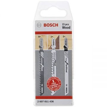 Bosch 2607011436 - Set panze fierastrau pendular tija cu un prag de prindere (T) 100 mm lemn taiere mixta 15 bucati