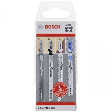 Bosch 2607011437 - Set panze fierastrau pendular tija cu un prag de prindere (T) 92-100 mm multimaterial taiere mixta 15 bucati