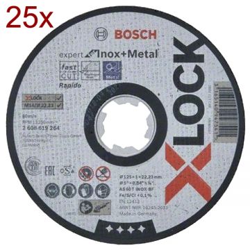 Bosch 2608619264 - 25 x Disc taiere inox si metal 125x22.2x1 mm X-LOCK