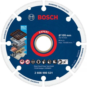 Bosch EXPERT Diamond Metal Wheel - Disc diamantat de taiere segmentat 105x16/20x- mm taiere uscata