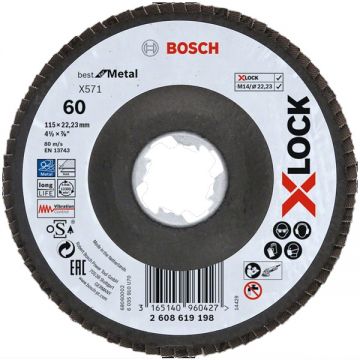 Bosch PRO Steel and Stainless Steel X571 - Disc lamelar profil convex 115x22.2 mm granulatie 60