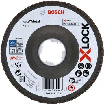 Bosch PRO Steel and Stainless Steel X571 - Disc lamelar profil convex 125x22.2 mm granulatie 60