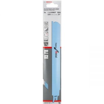 Bosch S 1126 BEF - Set panze fierastrau sabie bimetal 225 mm 14+18 dinti/inch dantura 2x2 Tooth Geometry 5 bucati