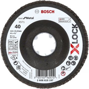 Bosch X-LOCK - Disc lamelar profil convex 115x22.2 mm granulatie 40