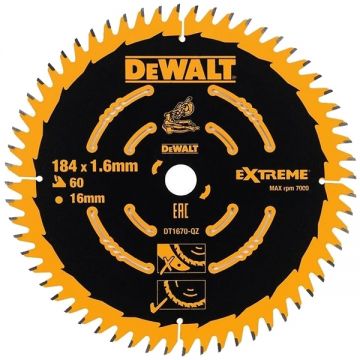 DeWalt DT1670 - Panza fierastrau circular lemn 184x30x1.6 mm 60 dinti