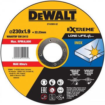 DeWalt  DT43909 - Disc taiere inox 230x22.2x1.9 mm 1 buc