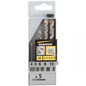 Diager 251C - Set burghie de zidarie 4-10 mm tija cilindrica 5 bucati