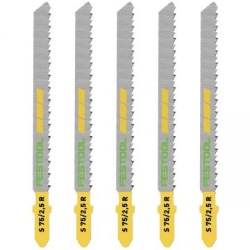 Festool S 75/25 R - Set panze fierastrau pendular tija cu un prag de prindere (T) 75 mm lemn taiere dreapta fina 5 bucati