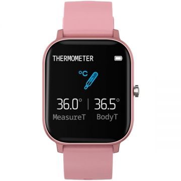 iHunt Watch Me Temp PRO - Smartwatch 1.4 inch 170 mAh iOS/Android senzor puls termometru roz