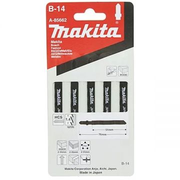 Makita B-14 - Set panze fierastrau pendular tija cu un prag de prindere (T) 50 mm lemn taiere dreapta fina 5 bucati