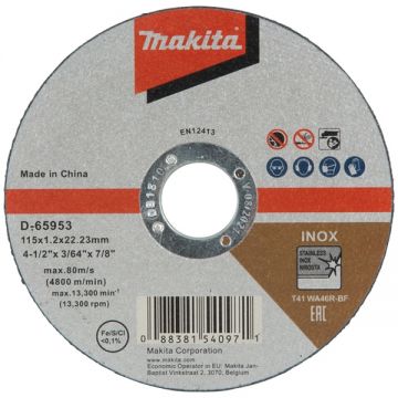 Makita D-65953 - Disc taiere inox 115x22.2x1.2 mm 1 buc