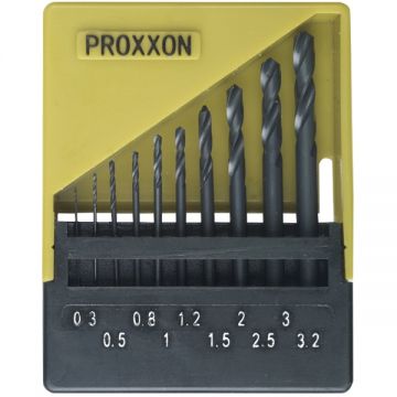 Proxxon 28874 - Set burghie metal HSS 0.3-3.2 mm tija cilindrica 10 bucati