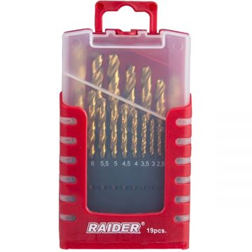 Raider 150684 - Set burghie metal HSS-TIN 1-10 mm tija cilindrica 19 bucati