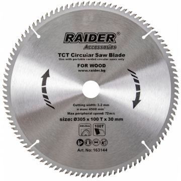 Raider 163144 - Panza fierastrau circular lemn 305x30x3.2 mm 100 dinti