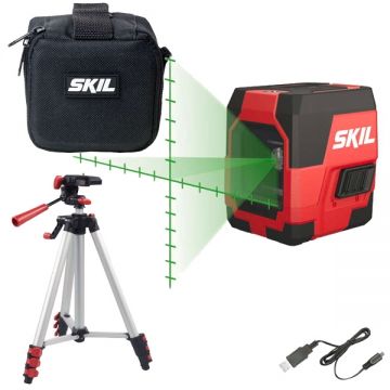 Skil 1911 DA - Nivela laser cu linii 20 m +/-0.5 mm/m 2 linii laser fascicul verde trepied geanta textila