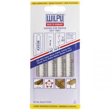 Wilpu HC 14 D - Set panze fierastrau pendular tija cu un prag de prindere (T) 100 mm lemn taiere dreapta fina 5 bucati