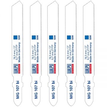 Wilpu MG 107 BI - Set panze fierastrau pendular tija cu un prag de prindere (T) 76.5 mm metal taiere dreapta fina 5 bucati