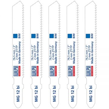 Wilpu MG 12 BI - Set panze fierastrau pendular tija cu un prag de prindere (T) 76.5 mm metal taiere dreapta fina 5 bucati