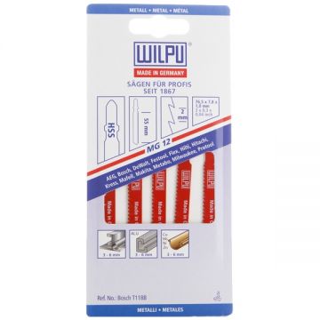 Wilpu MG 12 - Set panze fierastrau pendular tija cu un prag de prindere (T) 76.5 mm multimaterial taiere dreapta fina 5 bucati