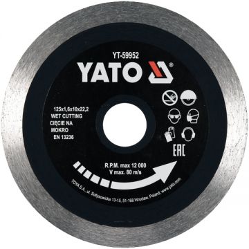 Yato  YT-59952 - Disc diamantat de taiere continuu 125x22.2x1.6 mm taiere umeda si uscata