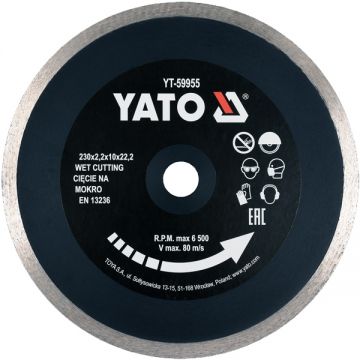 Yato YT-59955 - Disc diamantat de taiere continuu 230x22.2x2.2 mm taiere umeda si uscata