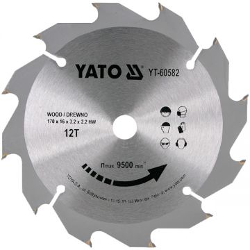 Yato YT-60582 - Panza fierastrau circular lemn 170x16x3.2 mm 12 dinti