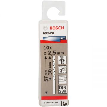 Bosch 2608585875 - Set burghie metal HSS-CO 2.5 mm tija cilindrica 10 bucati