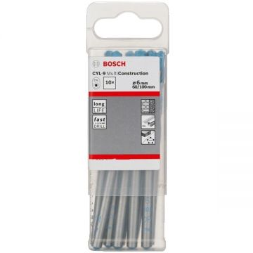 Bosch EXPERT CYL-9 Multi Construction - Set burghie universale 6 mm tija cilindrica 10 bucati