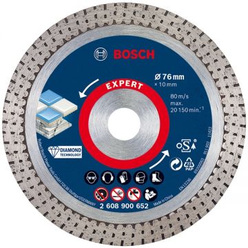 Bosch EXPERT HardCeramic - Disc diamantat de taiere continuu 76x10x1.9 mm taiere uscata