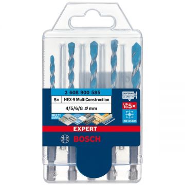 Bosch EXPERT HEX-9 MultiConstruction - Set burghie universale 4-8 mm tija hexagonala 5 bucati