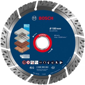 Bosch EXPERT MultiMaterial - Disc diamantat de taiere segmentat 180x22.2x2.4 mm taiere uscata