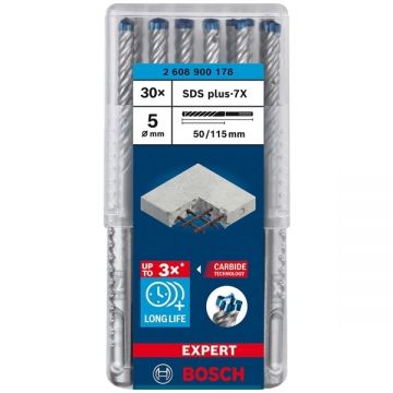 Bosch EXPERT SDS plus-7X - Set burghie SDS-Plus 5 mm 30 bucati beton armat