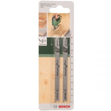 Bosch T 101 BF - Set panze fierastrau pendular tija cu un prag de prindere (T) 100 mm lemn taiere dreapta fina 2 bucati