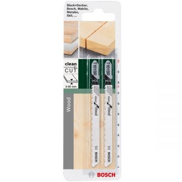 Bosch T 101 BR - Set panze fierastrau pendular tija cu un prag de prindere (T) 100 mm lemn taiere dreapta fina 2 bucati