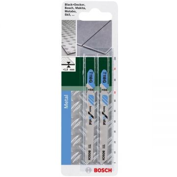 Bosch T 118 G - Set panze fierastrau pendular tija cu un prag de prindere (T) 91 mm aluminiu taiere dreapta fina 2 bucati