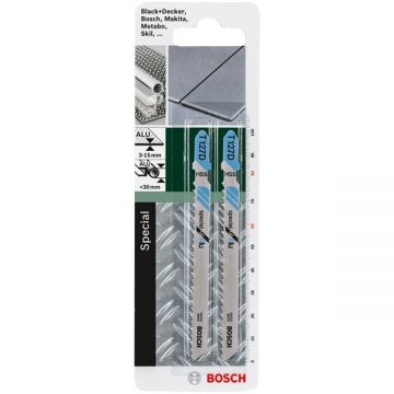 Bosch T 127 D - Set panze fierastrau pendular tija cu un prag de prindere (T) 100 mm aluminiu taiere dreapta fina 2 bucati