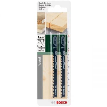 Bosch T 144 D - Set panze fierastrau pendular tija cu un prag de prindere (T) 100 mm lemn taiere dreapta fina 2 bucati