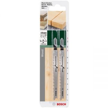 Bosch T 234 X - Set panze fierastrau pendular tija cu un prag de prindere (T) 116 mm lemn taiere dreapta fina 2 bucati