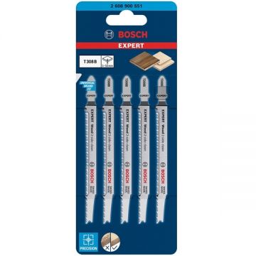 Bosch T 308 B EXPERT - Set panze fierastrau pendular tija cu un prag de prindere (T) 117 mm lemn taiere dreapta fina 5 bucati