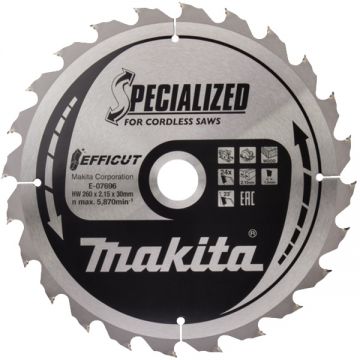 Makita E-07696 - Panza fierastrau circular lemn 260x30x2.15 mm 24 dinti