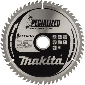 Makita E-08888 - Panza fierastrau circular lemn 216x30x2 mm 60 dinti