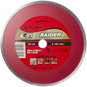 Raider 162301 - Disc diamantat de taiere continuu 250x25.4x- mm taiere umeda