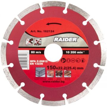 Raider  RD-DD23 - Disc diamantat de taiere segmentat 150x22.2x2 mm taiere uscata